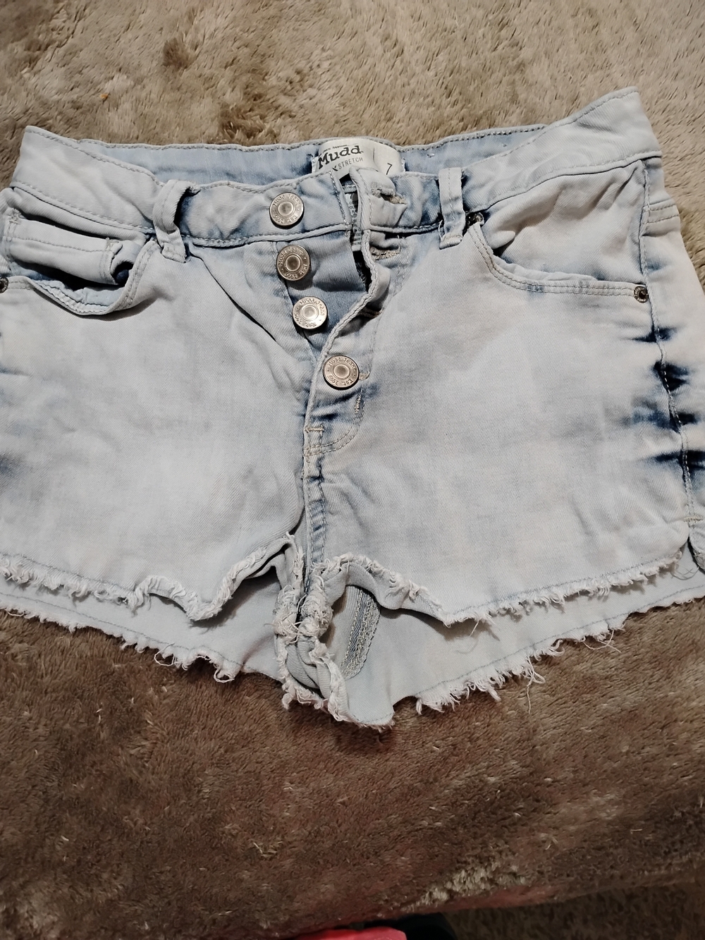 Mudd Stretch Flex Light Blue Denim Shorts with Button Fly Size 7